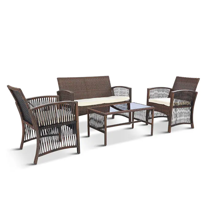 Loungegrupp Lyfco Dalsjö - Set med Utemöbler i Konstrotting med Glasbord