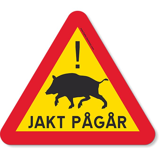 Varningsskylt 5etta Magnetskylt Jakt Pågår Triangel