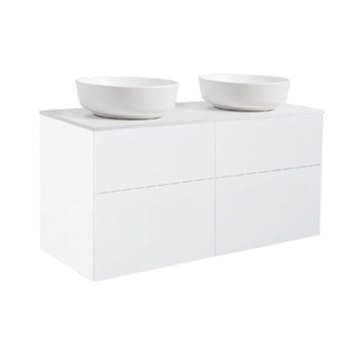 Tvättställsskåp Alterna Isella 120 Dubbelt med Bänkskiva Kvartskomposit och Runt Tvättställ