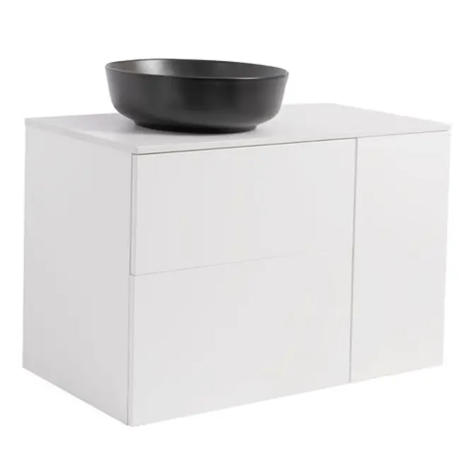 Tvättställsskåp Alterna Isella Tvättkorg med Bänkskiva Kvartskomposit och Runt Tvättställ