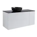 Tvättställsskåp Alterna Isella Tvättkorg med Bänkskiva Kvartskomposit och Runt Tvättställ