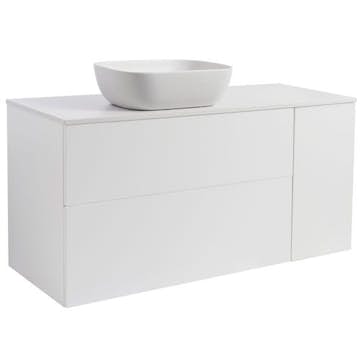 Tvättställsskåp Alterna Isella Tvättkorg med Bänkskiva Kvartskomposit och Rektangulärt Tvättställ