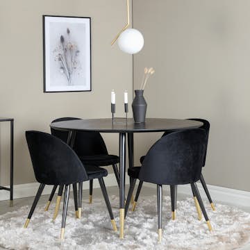 Matgrupp Venture Home Dipp med 4 Velvet stolar Runt