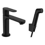 Tvättställsblandare Hansgrohe Rebris S 1-grepps 110 med Bidettehanddusch och Duschslang 160 cm utan Bottenventil