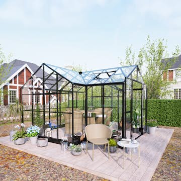 Växthus Metalcraft T-Format 12,4m² 4mm Säkerhetsglas & 6mm Kanalplast