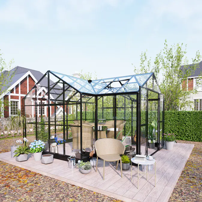 Växthus Metalcraft T-Format 12,4m² 4mm Säkerhetsglas & 6mm Kanalplast