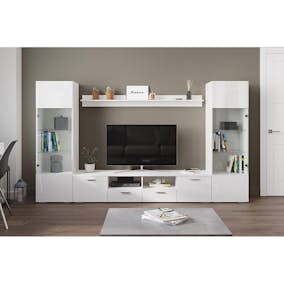 TV-Möbelset In Living Mellon Vit TV-Bänk & Hyllor 260cm