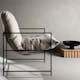 Fåtölj Venture Home Sedalia Beige Linne med Svart Minimalistisk Stålstomme