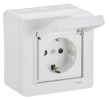 Vägguttag Schneider Electric Exxact med Lock