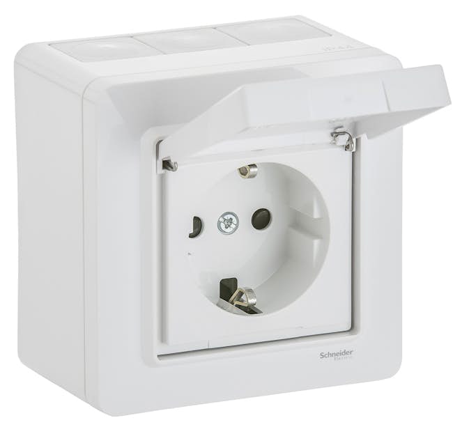 Vägguttag Schneider Electric Exxact med Lock