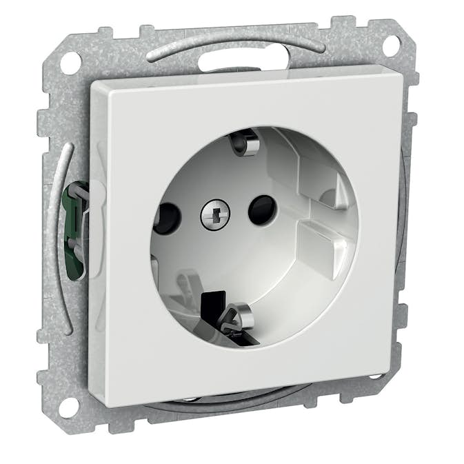Vägguttag Schneider Electric Exxact 1-vägs Jordat