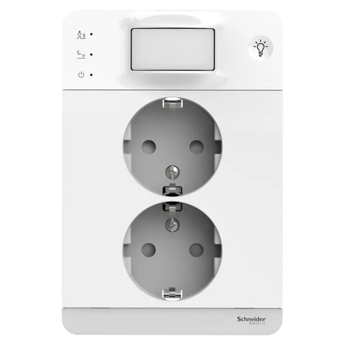 Vägguttag Schneider Electric Exxact Infälld 2-vägs Rörelsedetektor Orienteringsljus 16A IP21 Snabbanslutning Vit