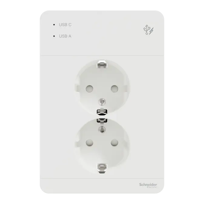 Vägguttag Schneider Electric Exxact Primo Infälld 2-vägs 2x USB A+C Jordat