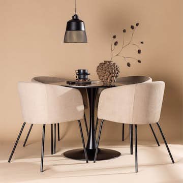 Matgrupp Venture Home Glade Ø 100 cm med 4 Berit Stolar