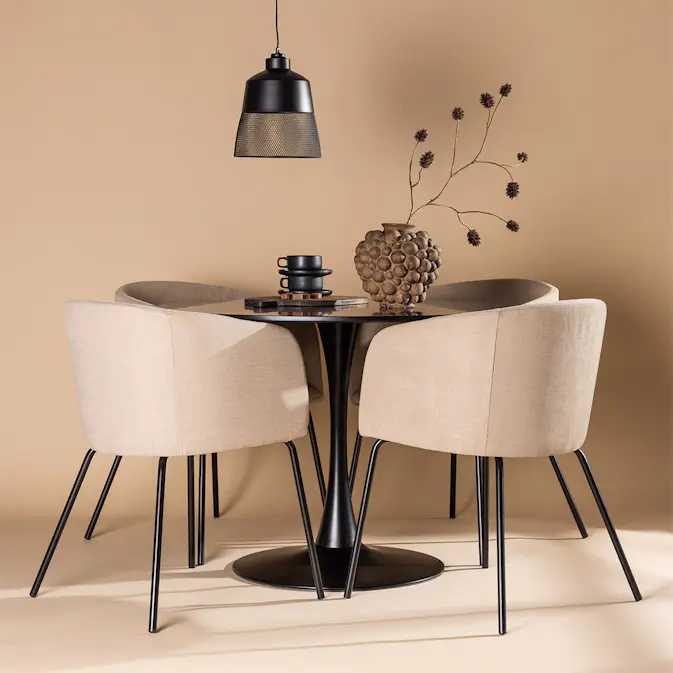 Matgrupp Venture Home Glade Ø 100 cm med 4 Berit Stolar