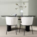 Matgrupp Venture Home Isolde Ovalt Matbord 180 cm & 4 Edina Stolar i Vit Boucle