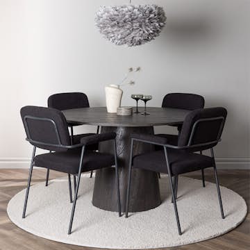 Matgrupp Venture Home Lanzo Ø120 cm med 4 st Yesterday stolar