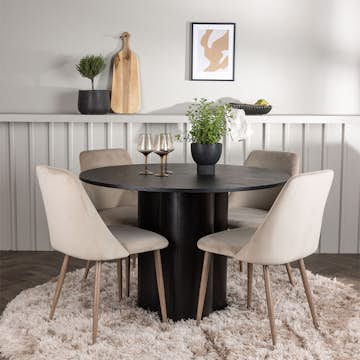 Matgrupp Venture Home Olivia Ø110 cm med 4 st Night stolar