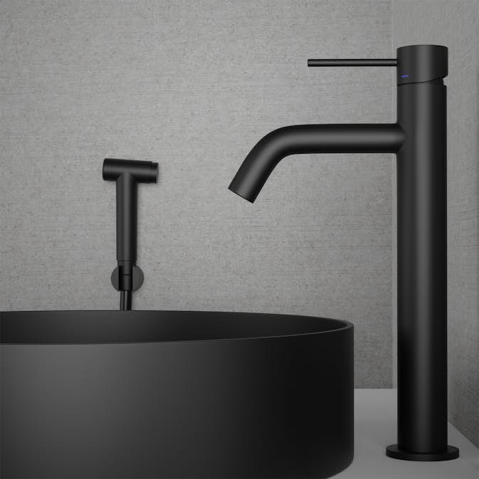 Tvättställsblandare Scandtap Steel Voyage High med Sidodusch