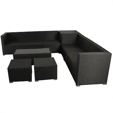 Loungegrupp Lyfco Djursvik 234 Utemöbler i Svart Konstrotting med Inbyggd Förvaring