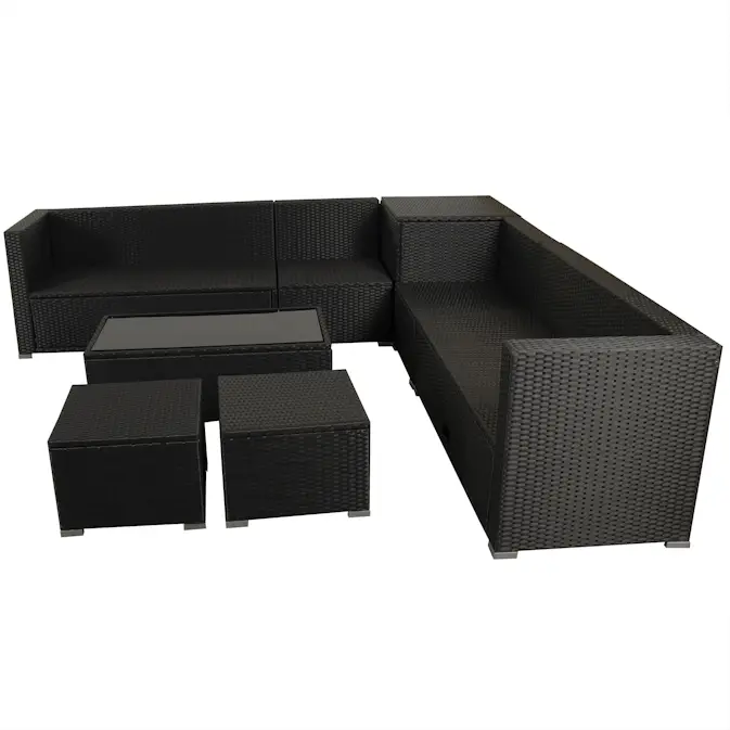 Loungegrupp Lyfco Djursvik 234 Utemöbler i Svart Konstrotting med Inbyggd Förvaring