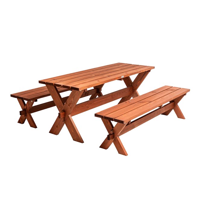 Utemöbler Matgrupp Eden Wood Rättvik Bänkbord med Kryssben