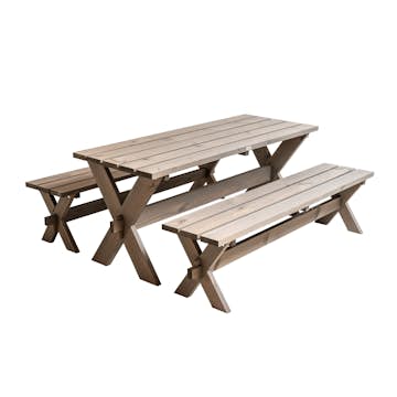Utemöbler Matgrupp Eden Wood Rättvik Bänkbord med Kryssben