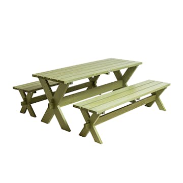 Utemöbler Matgrupp Eden Wood Rättvik Bänkbord med Kryssben