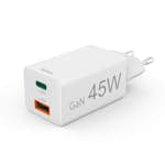 Laddare HAMA 1x USB-C 1x USB-A GaN 45W Vit