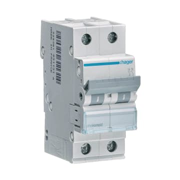 Dvärgbrytare Hager Skruvanslutning 2-polig med C-karakteristik Brytförmåga 6 kA