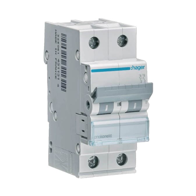 Dvärgbrytare Hager Skruvanslutning 2-polig med C-karakteristik Brytförmåga 6 kA