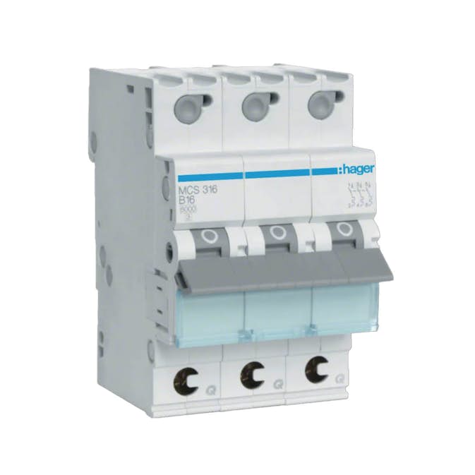 Dvärgbrytare Hager Snabbanslutning QuickConnect 3-polig med C-karakteristisk Brytförmåga 6 kA