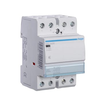 Kontaktor Hager Brumfri med 4 Slutande Kontakter 3 Moduler AC-7a Spole 230 V AC