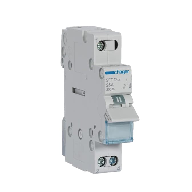 Växlingsomkopplare Hager I-O-II med O i Mittposition 1 Modul 1 25 A 230 V