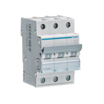 Dvärgbrytare Hager Skruvanslutning 3-polig med C-karakteristik Brytförmåga 6 kA