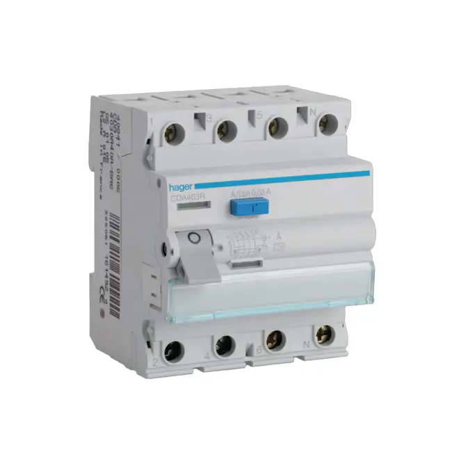Jordfelsbrytare Hager 4-polig Typ A 6 kA 30 mA Felström