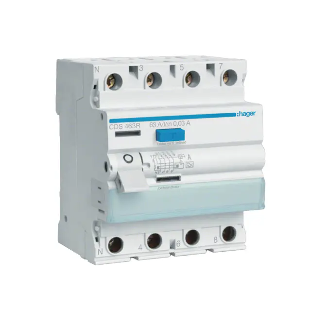 Jordfelsbrytare Hager 4-polig Typ A 6 kA 30 mA Felström