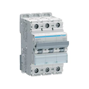 Dvärgbrytare Hager 3-polig med D-karakteristik Brytförmåga 10 kA