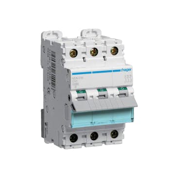 Dvärgbrytare Hager 3-polig med D-karakteristik Brytförmåga 10 kA