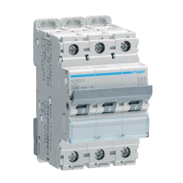 Dvärgbrytare Hager 3-polig med C-karakteristik Brytförmåga 10 kA