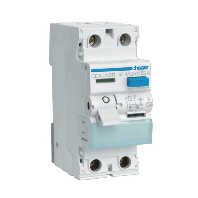 Jordfelsbrytare Hager 2-polig Typ A 6 kA 30 mA Felström