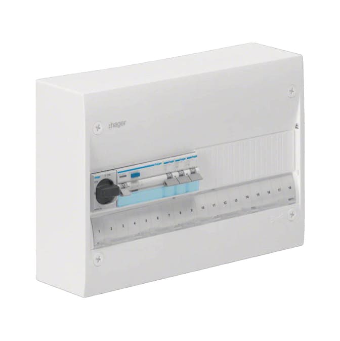 Plastkapsling Hager Gamma Förmonterad Bestyckad med HB, JFB, DVB