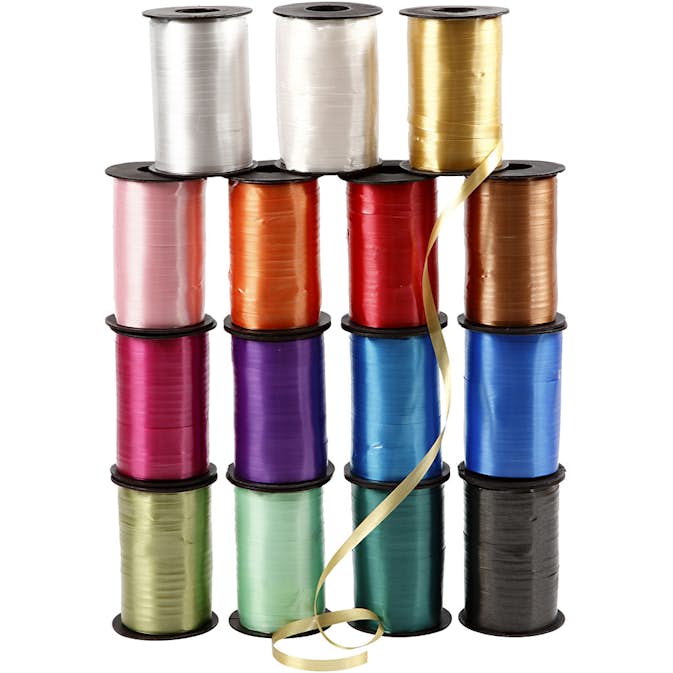 Presentsnören Creativ Company 10 mm Mixade Färger 15x250 m/1 Förp