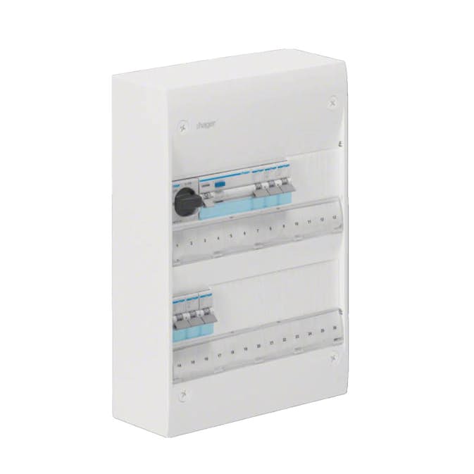 Plastkapsling Hager Gamma Förmonterad Bestyckad med HB, JFB, DVB