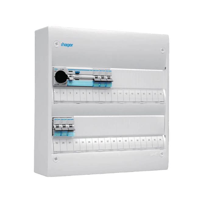 Plastkapsling Hager Gamma Förmonterad Bestyckad med HB, JFB, DVB