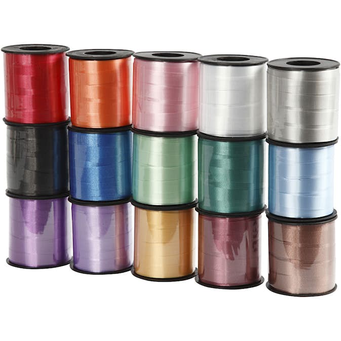Presentsnören Creativ Company 10 mm Blank Mixade Färger 15x50 m/1 Förp