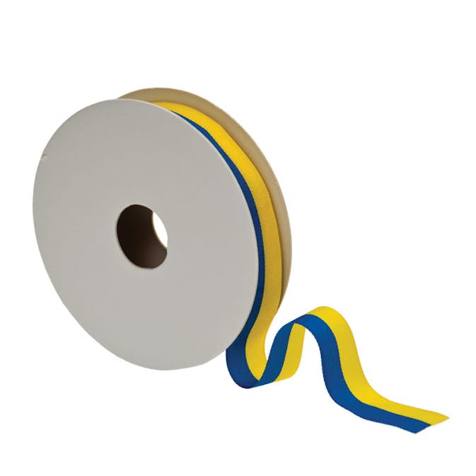 Satinband ABA Skol Gul/blå 15 mm x5 M