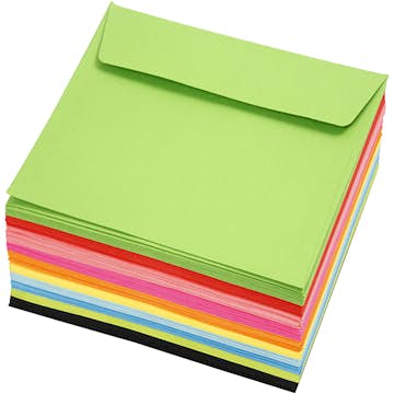Färgade Kuvert Creativ Company Mixade Färger Stl 16x16 cm 10x10 St/1 Förp