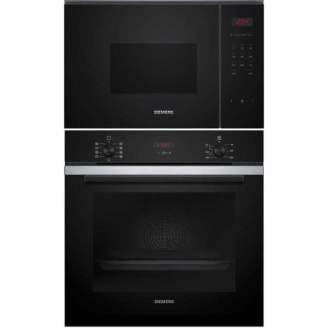 Ugn- och Mikropaket Siemens iQ300 HB234ABS3F + BF523LMB1 Rostfri med 3D hotAir Plus och ecoClean