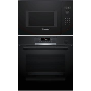Ugn- och Mikropaket Bosch HRG532BB3 + BFL524MB0 Serie 4 Svart med Ångrengöring och Varmluft